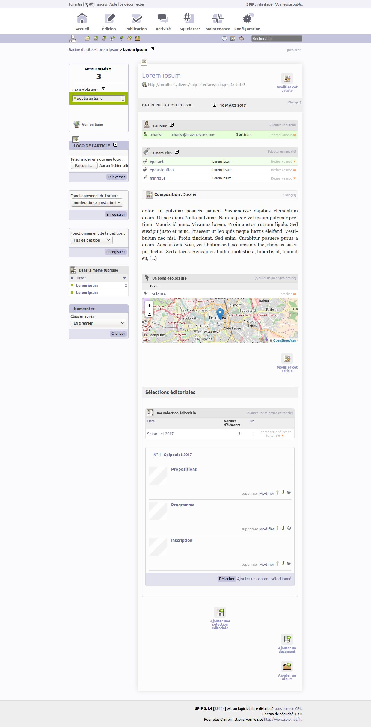 Interface avec beaucoup de plugins